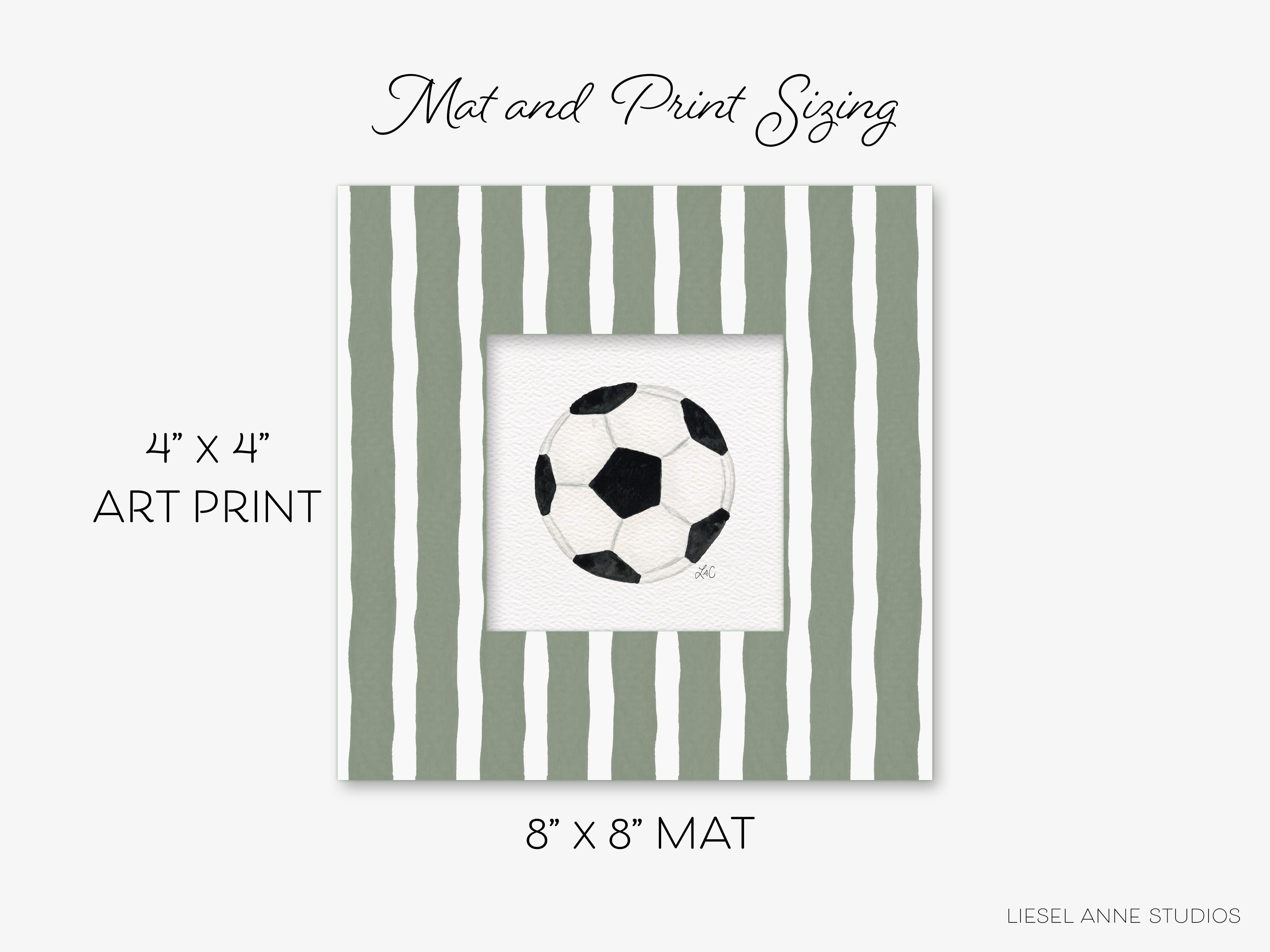 The image is a framed artwork featuring a soccer ball.