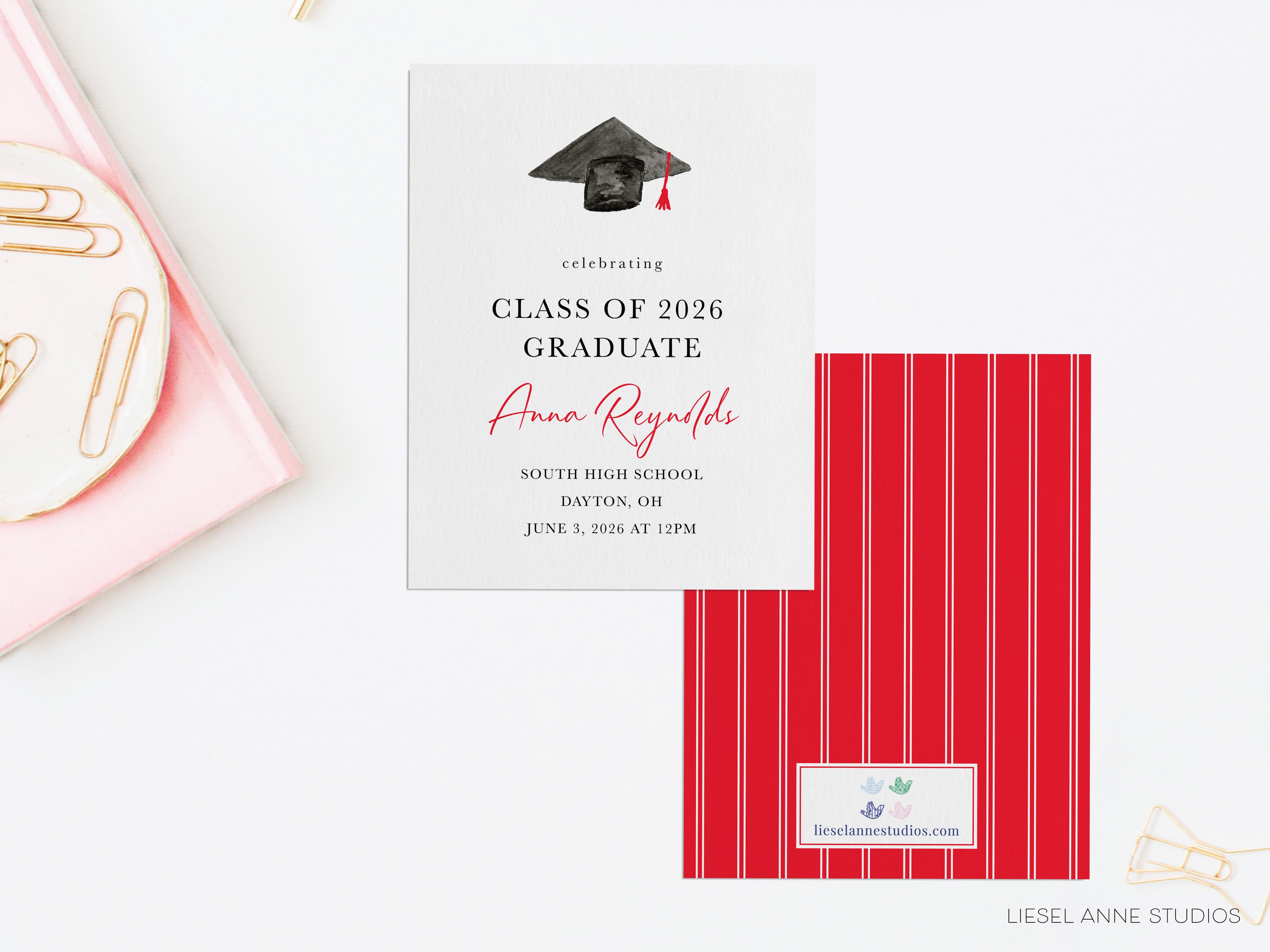 The image is a graduation invitation card for Class of 2026 graduates from South High School in Dayton, Ohio.