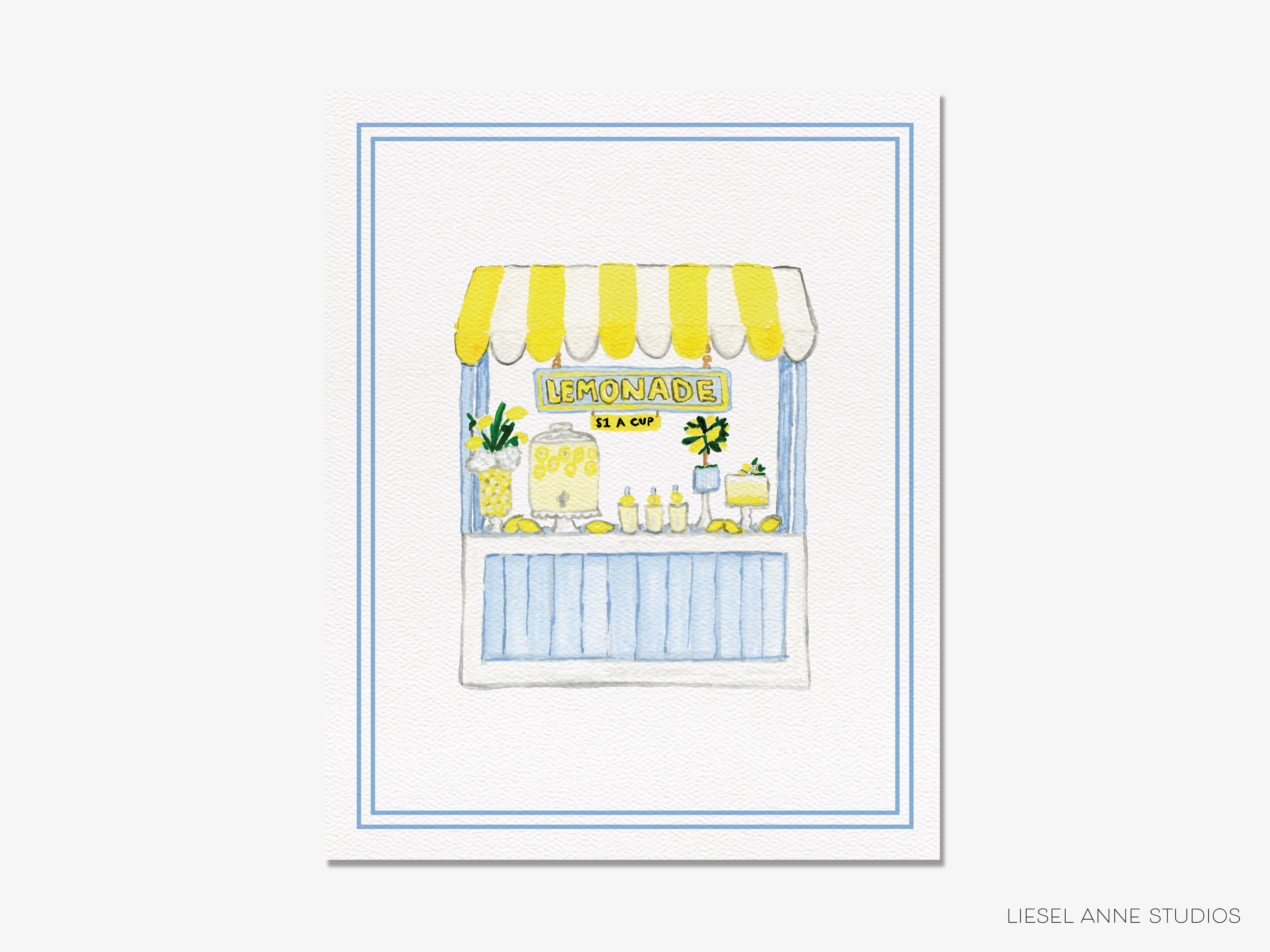 a watercolor drawing of a lemonade stand