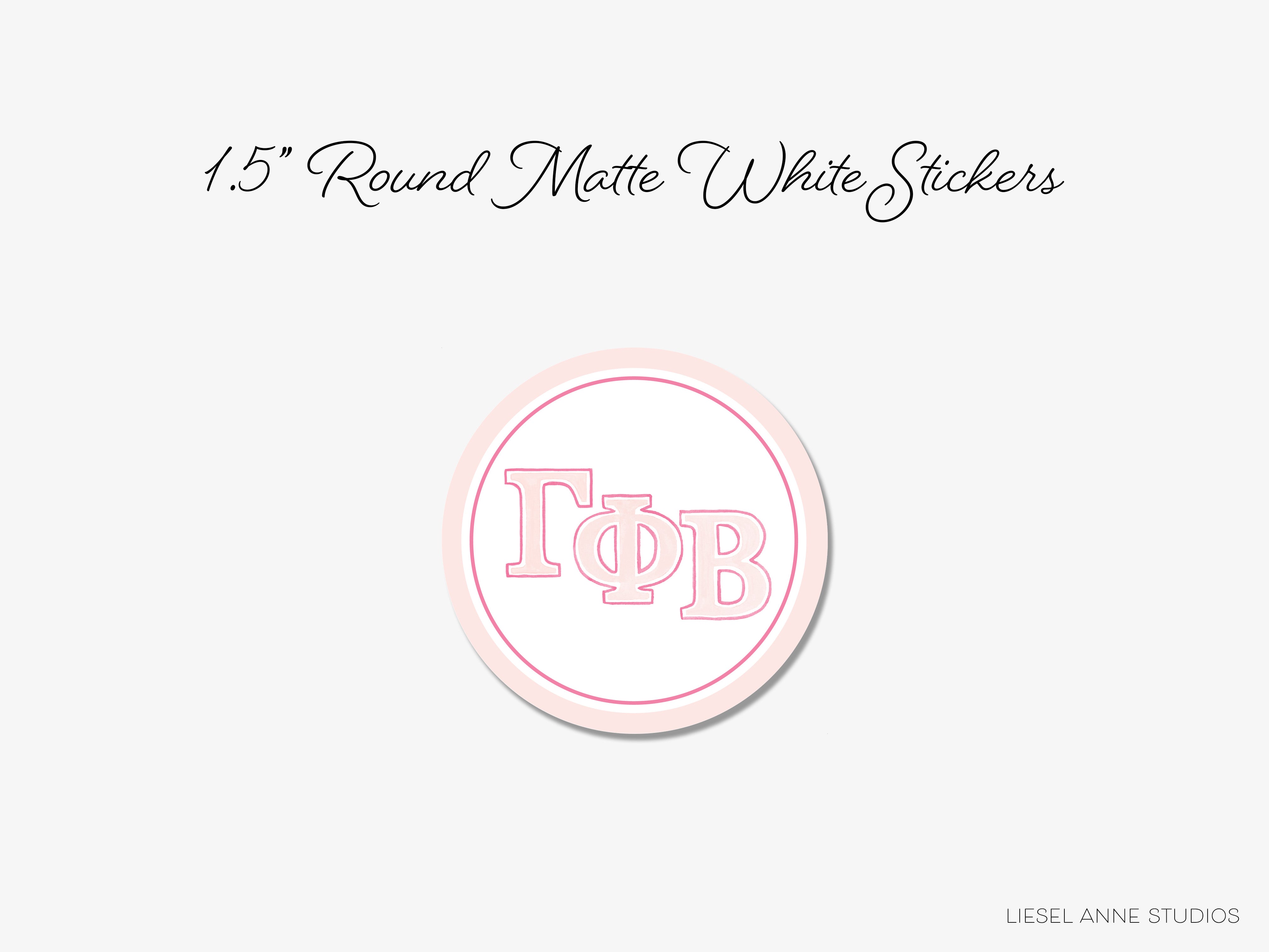 a round white sticker with the words top b on it
