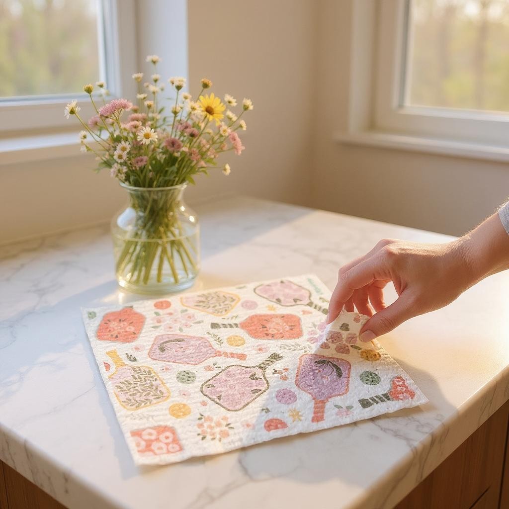 Linhome Pickleball Swedish Dishcloth- Floral Paddle & Ball Club- 2 Pack
