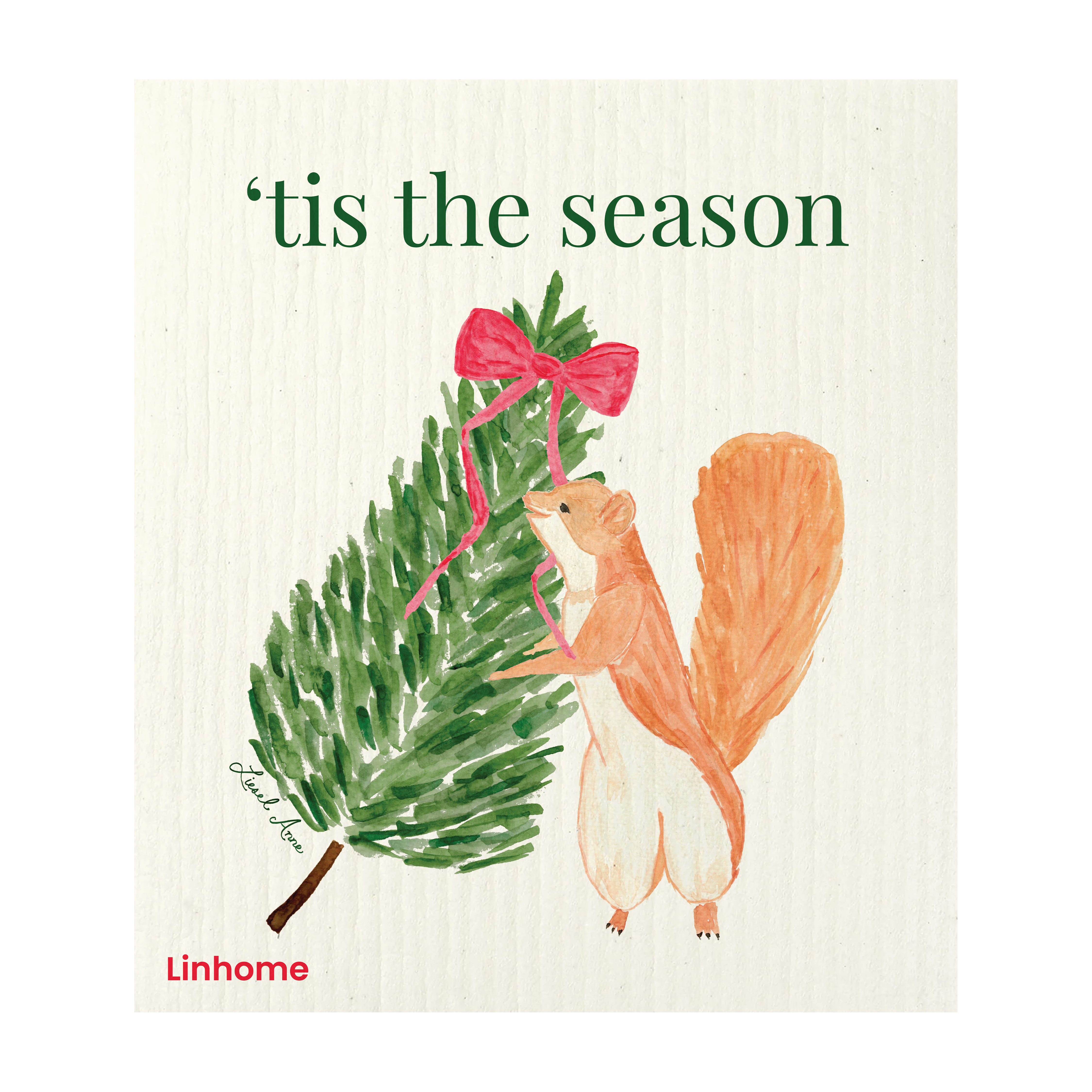 Evergreen Holiday Collection 'Tis The Season- Linhome x Liesel Anne Swedish Dishcloths - 1 Pack
