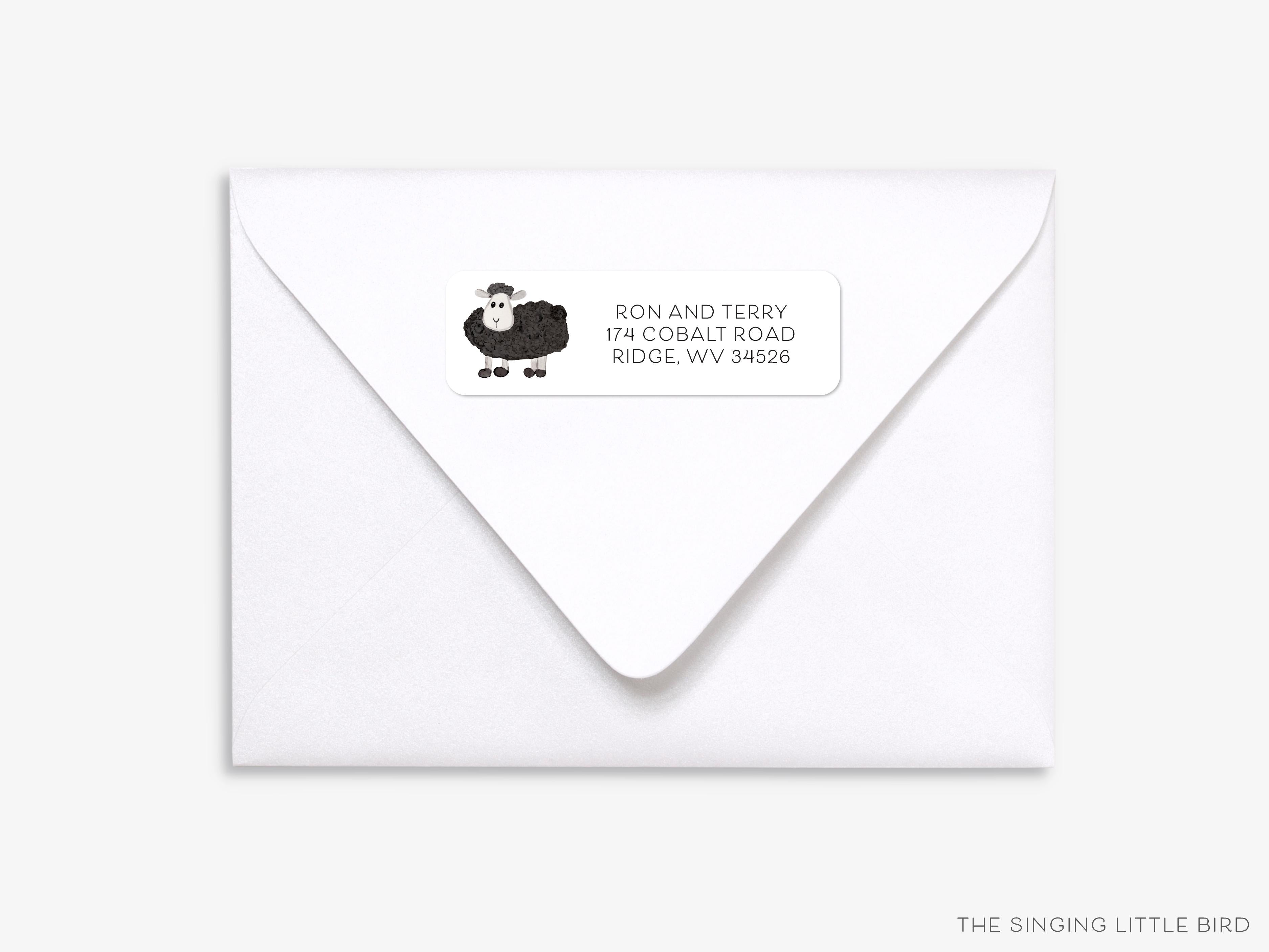 Black Sheep Return Address Labels- These personalized return address labels are 2.625" x 1" and feature our hand-painted watercolor sheep, printed in the USA on beautiful matte finish labels. These make great gifts for yourself or the farm animal lover. -The Singing Little Bird