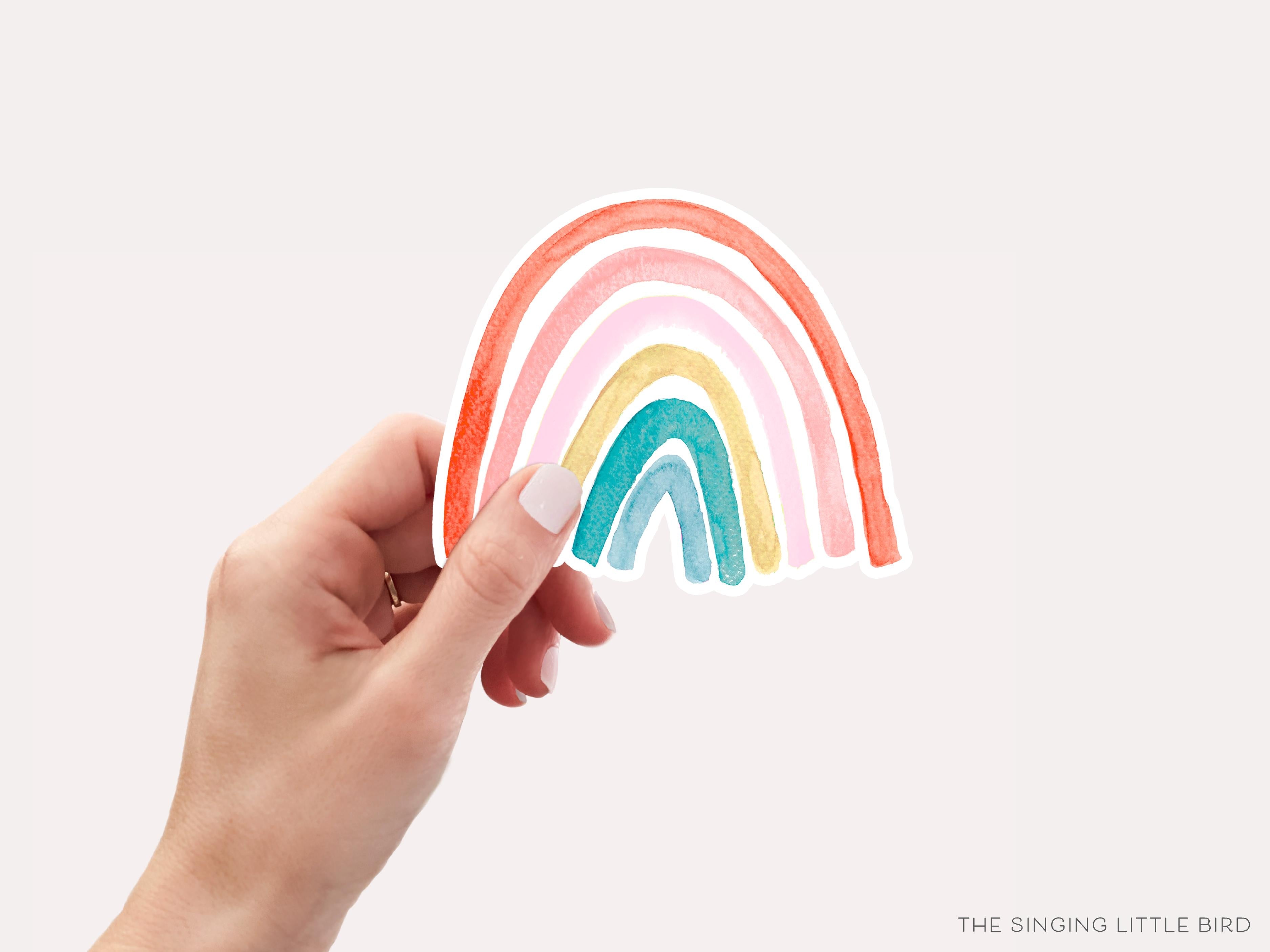 Boho Rainbow Vinyl Sticker-These weatherproof die cut stickers feature our hand-painted watercolor boho rainbow, making great laptop or water bottle stickers or gifts for the rainbow lover in your life.-The Singing Little Bird
