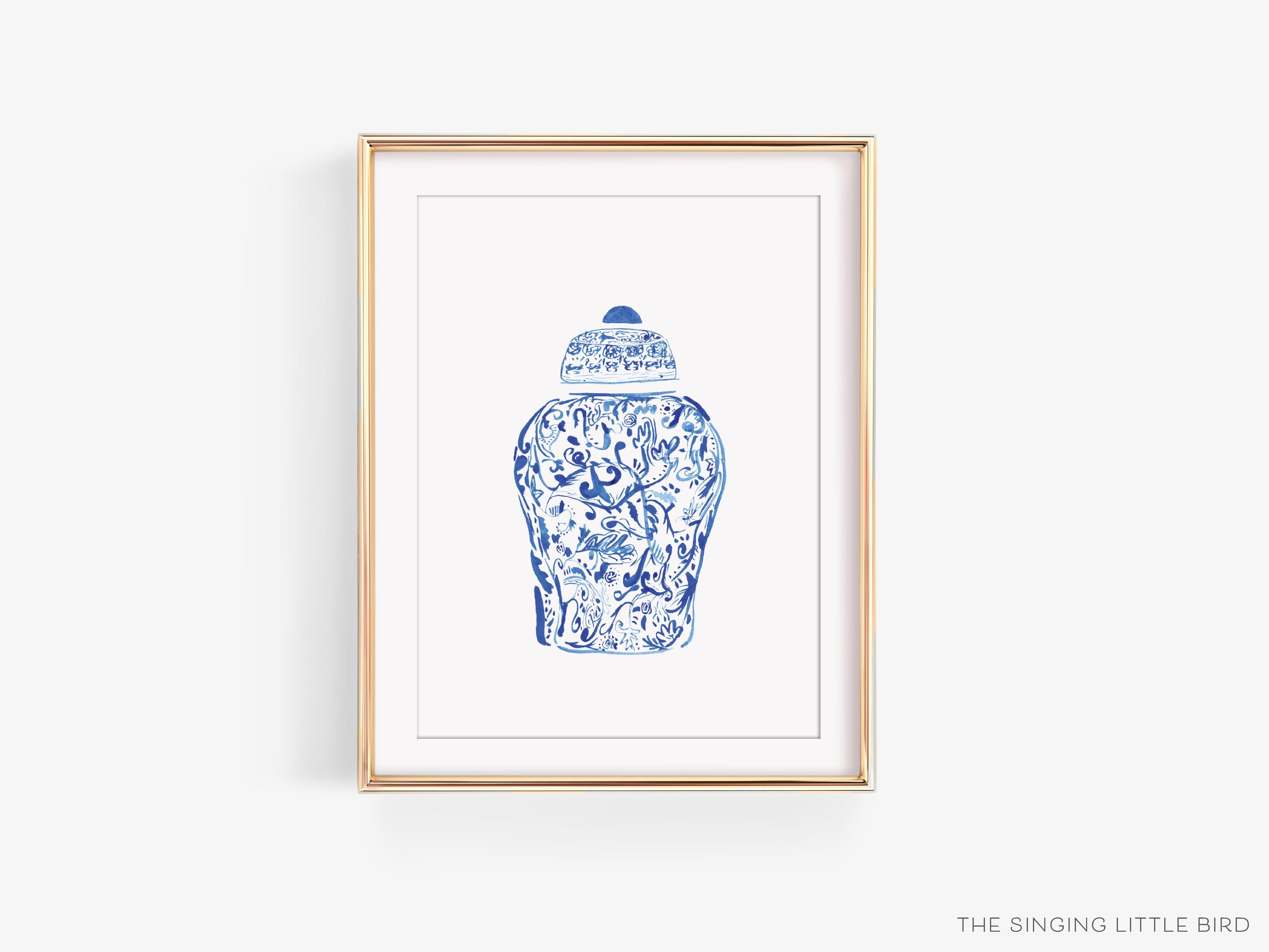 Ginger Jar Art Print-This watercolor art print features our hand-painted Ginger Jar, printed in the USA on 120lb high quality art paper. This makes a great gift or wall decor for the chinoiserie lover in your life.-The Singing Little Bird