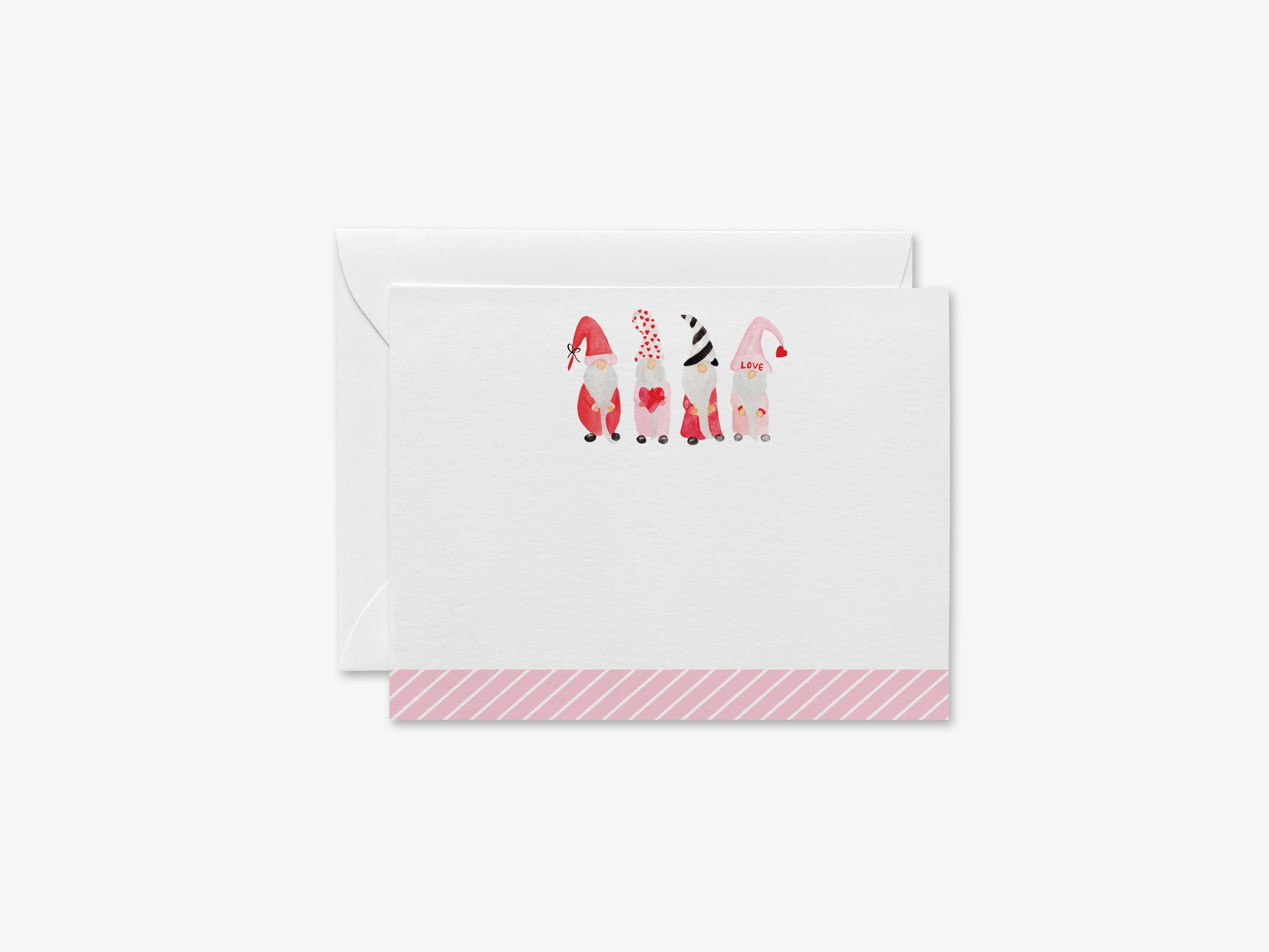 Gnome Lover Flat Notes [Sets of 8]-These flat notecards are 4.25x5.5 and feature our hand-painted watercolor Gnome, printed in the USA on 120lb textured stock. They come with white envelopes and make great thank yous and gifts for the gnome lover in your life.-The Singing Little Bird