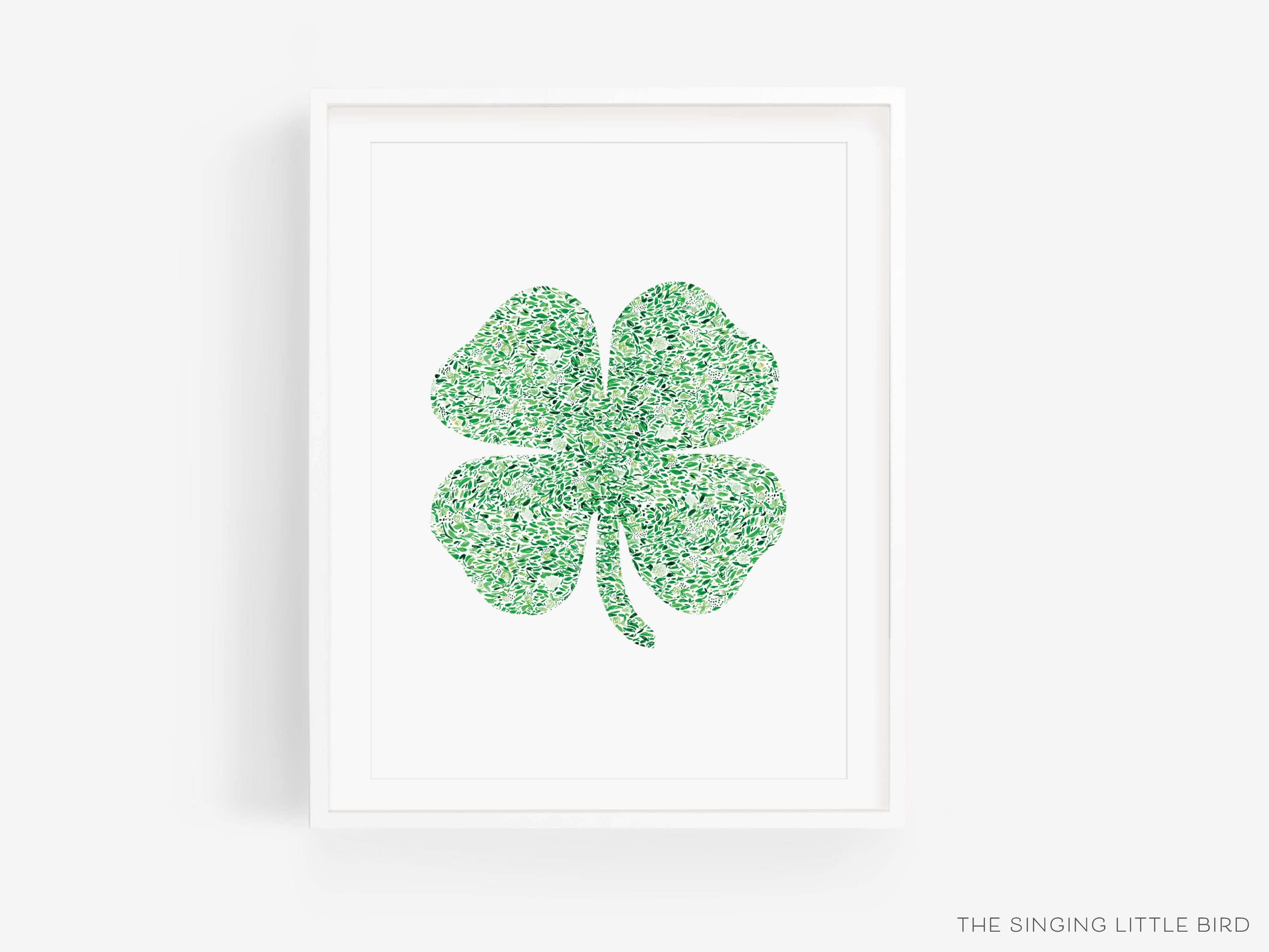 Green Shamrock Art Print-This watercolor art print features our hand-painted Shamrock, printed in the USA on 120lb high quality art paper. This makes a great gift or wall decor for the lucky charm lover in your life.-The Singing Little Bird