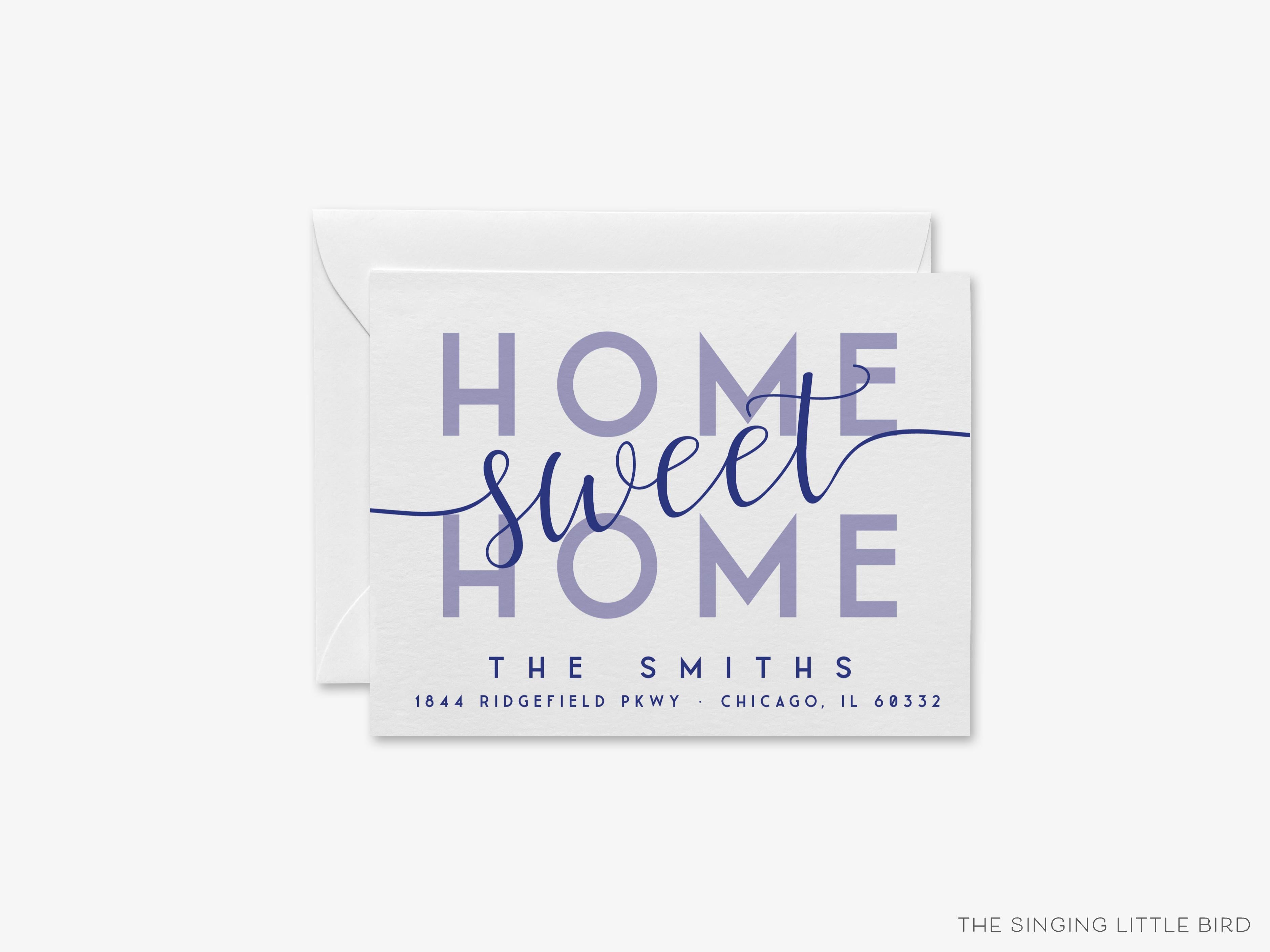 Home Sweet Home Moving Announcement-These personalized flat change of address cards are 4.25x5.5 and feature our hand-painted watercolor Home Sweet Home text, printed in the USA on 120lb textured stock. They come with your choice of envelopes and make great moving announcements for the new homeowner.-The Singing Little Bird