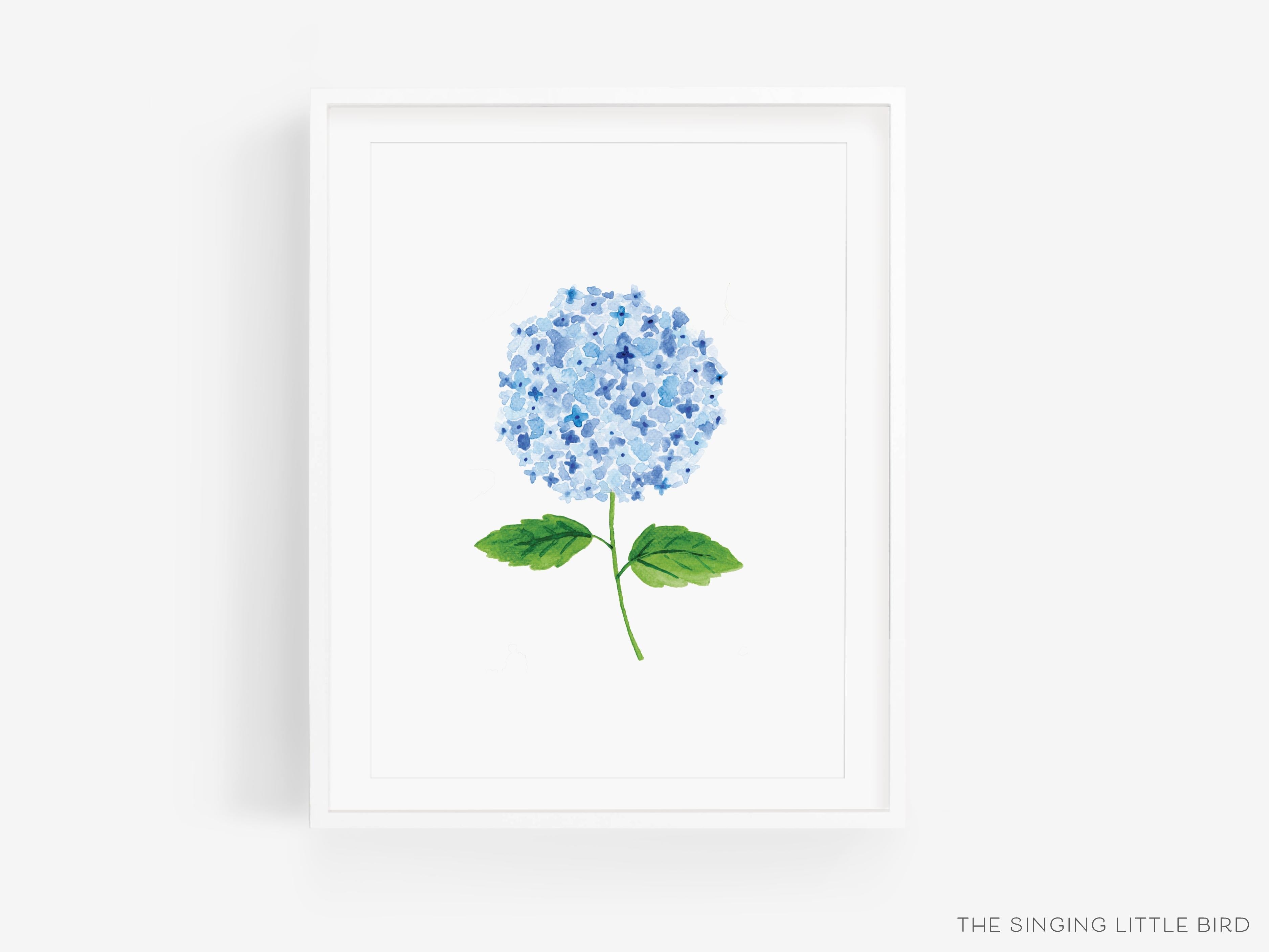 Hydrangea Art Print-This watercolor art print features our hand-painted hydrangea, printed in the USA on 120lb high quality art paper. This makes a great gift or wall decor for the flower lover in your life.-The Singing Little Bird