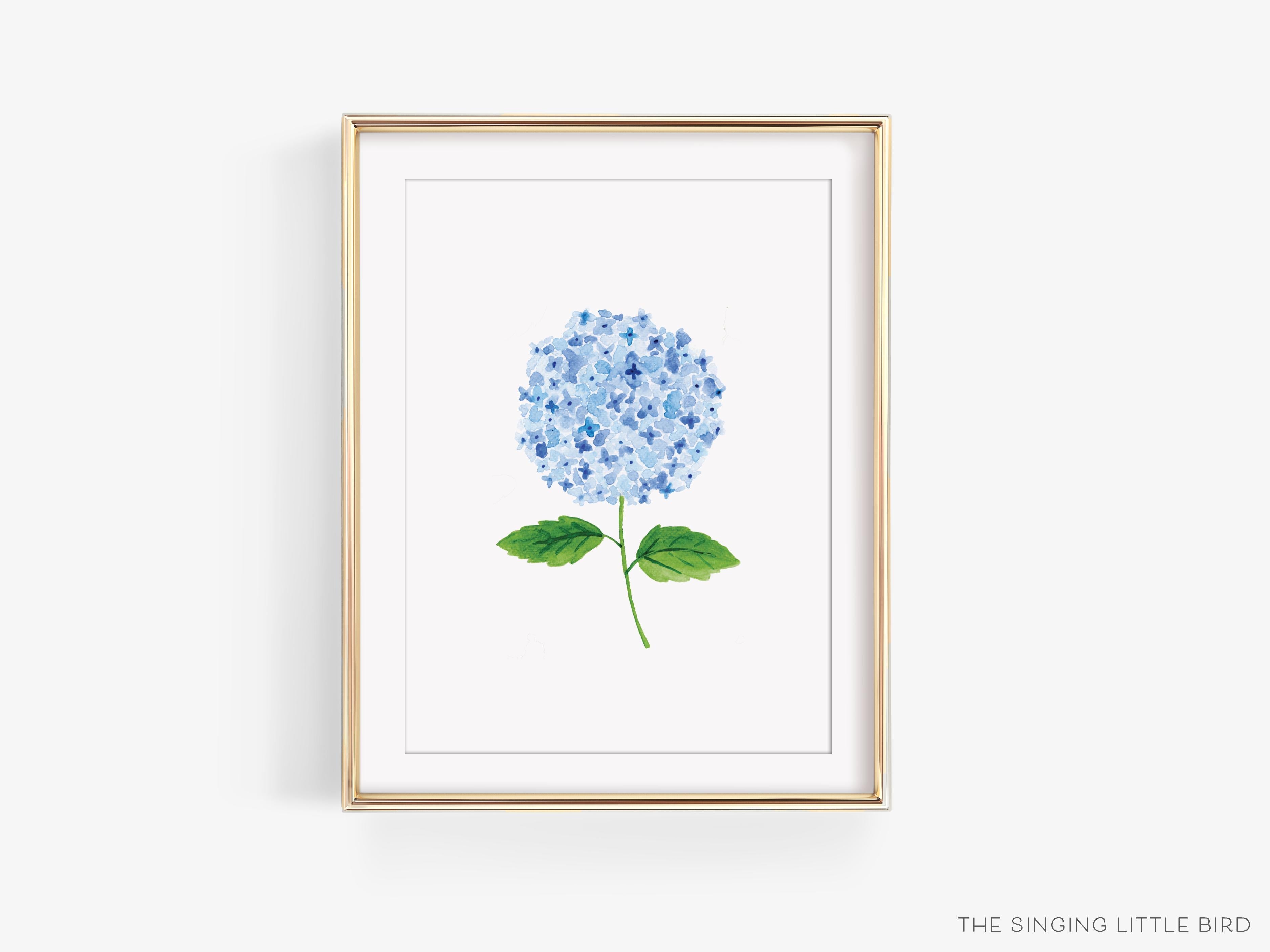 Hydrangea Art Print-This watercolor art print features our hand-painted hydrangea, printed in the USA on 120lb high quality art paper. This makes a great gift or wall decor for the flower lover in your life.-The Singing Little Bird