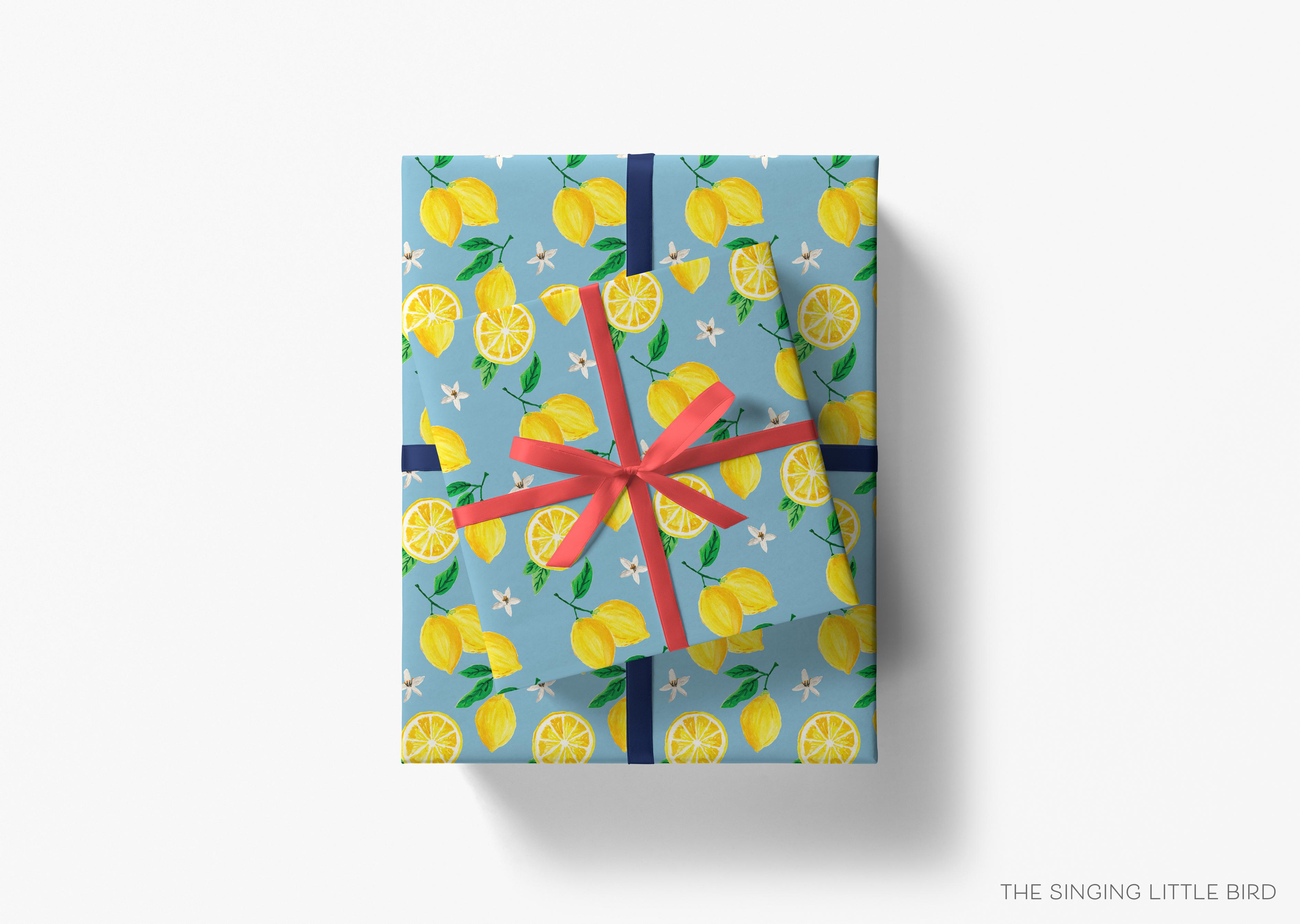 Lemon Gift Wrap-This matte finish gift wrap features our hand-painted watercolor lemons. It makes a perfect wrapping paper for a summer gift or baby shower present. -The Singing Little Bird