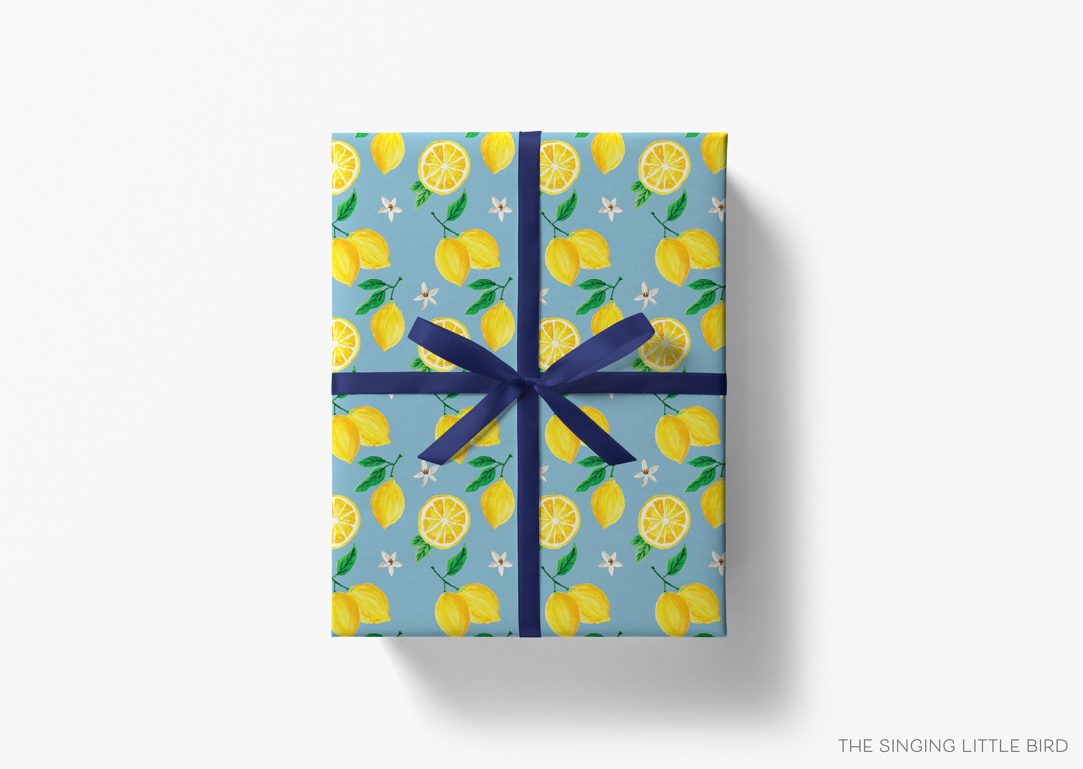Lemon Gift Wrap-This matte finish gift wrap features our hand-painted watercolor lemons. It makes a perfect wrapping paper for a summer gift or baby shower present. -The Singing Little Bird