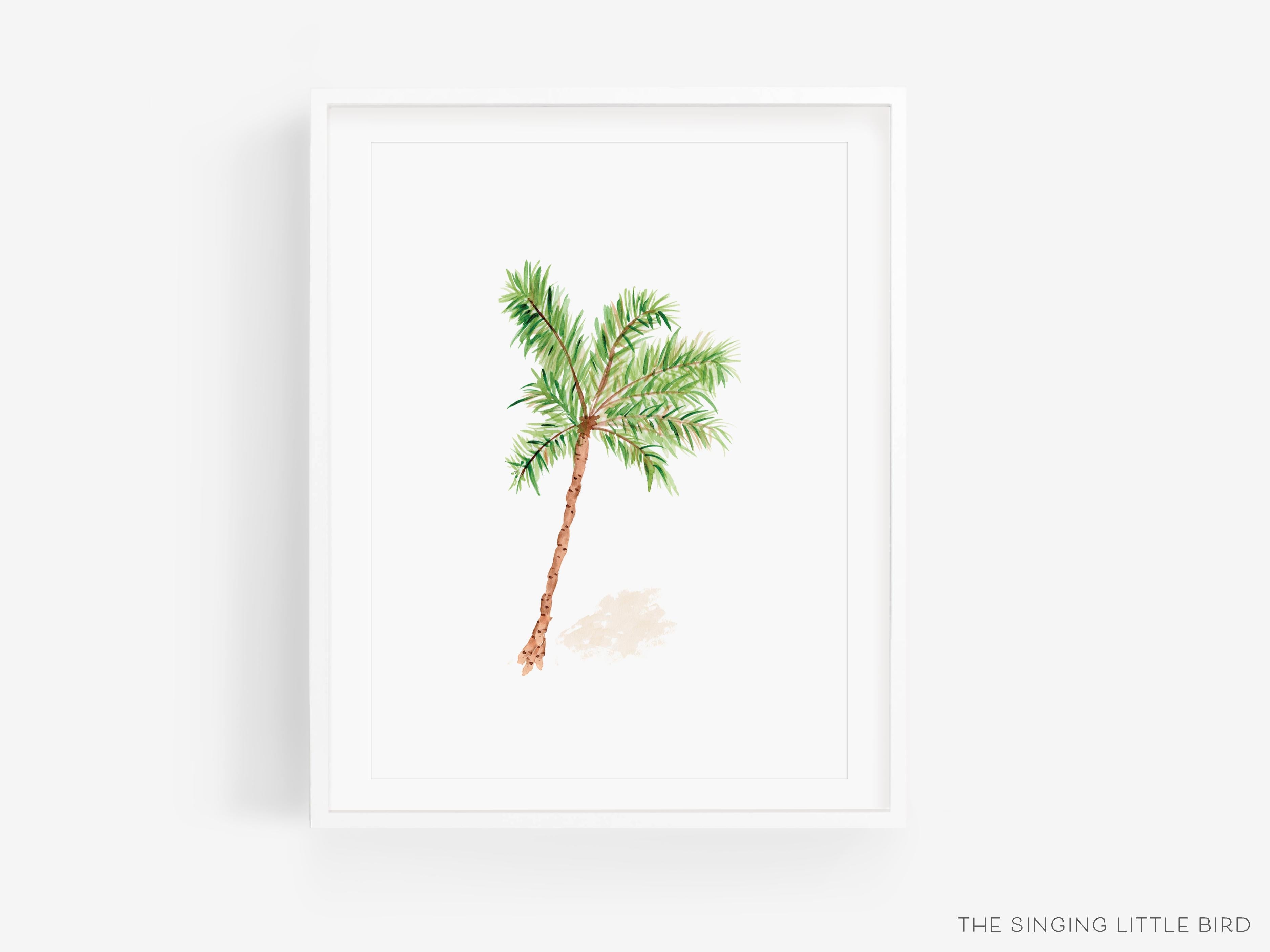 Palm Tree Art Print-This watercolor art print features our hand-painted Palm tree, printed in the USA on 120lb high quality art paper. This makes a great gift or wall decor for the beach lover in your life.-The Singing Little Bird