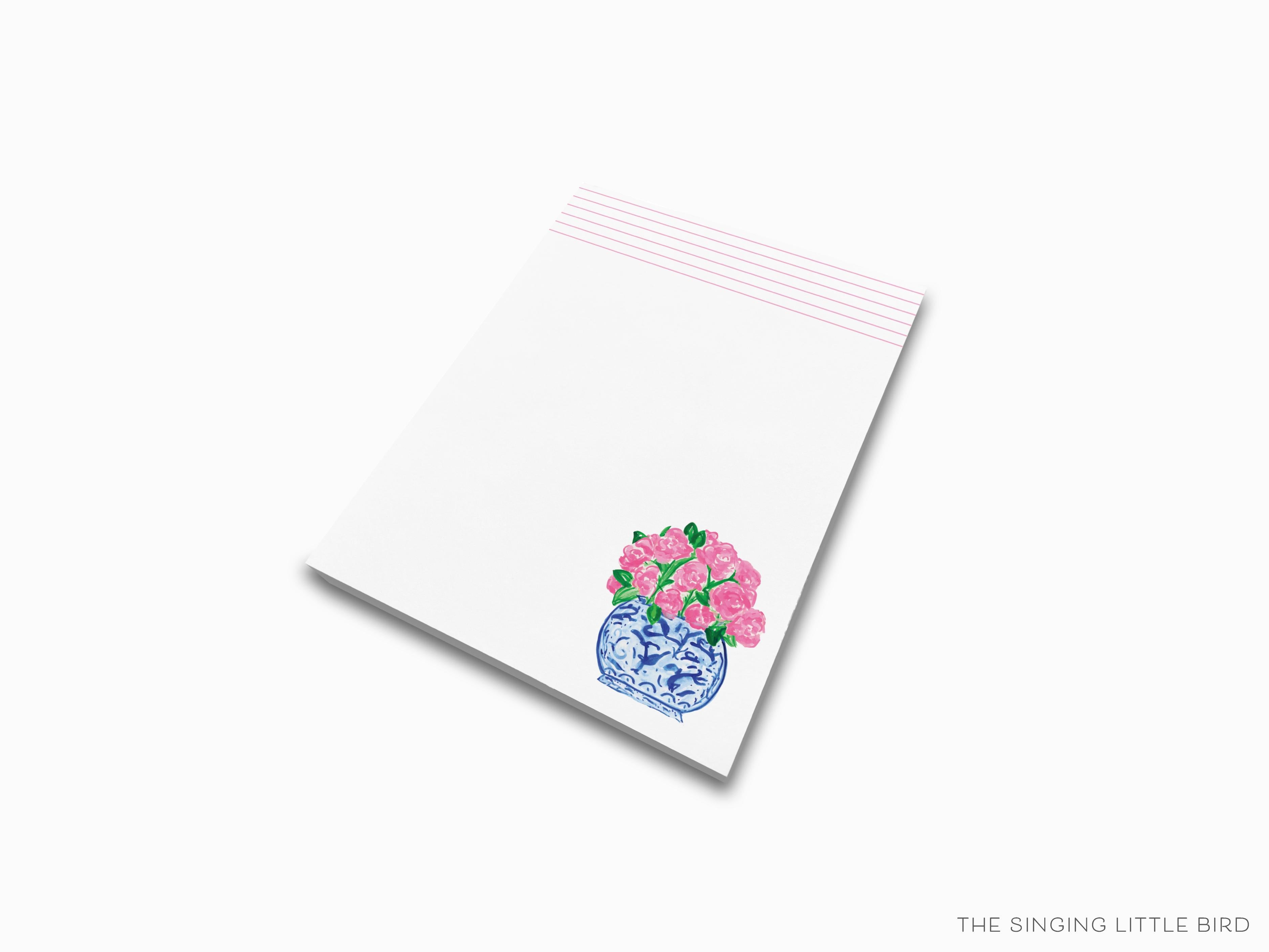 Peonies in Ginger Jar Notepad-These notepads feature our hand-painted watercolor Peonies in a Ginger Jar, printed in the USA on a beautiful smooth stock. You choose which size you want (or bundled together for a beautiful gift set) and makes a great gift for the checklist and peony lover in your life.-The Singing Little Bird