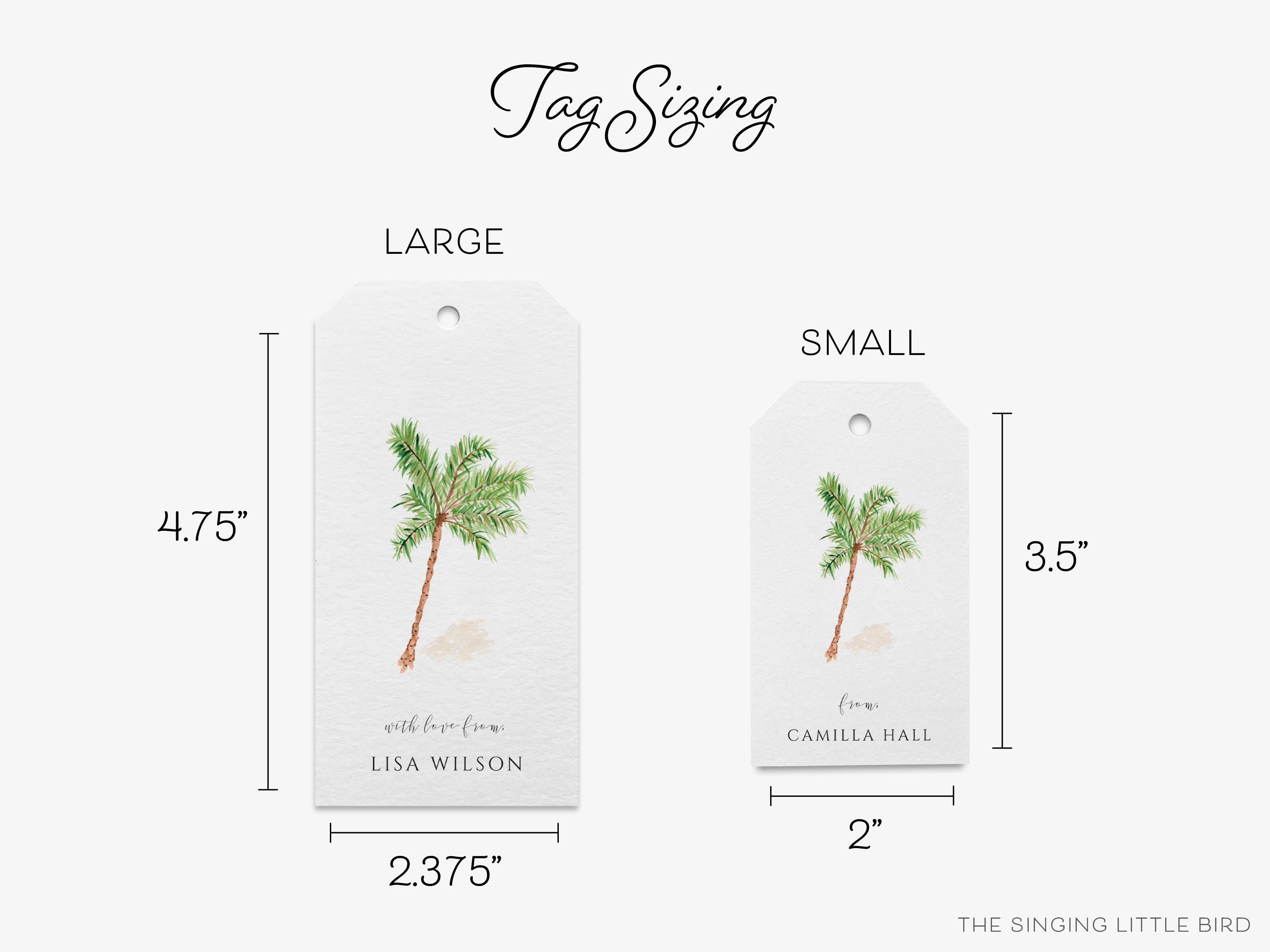 Personalized Palm Tree Gift Tags-These gift tags come in sets, hole-punched with white twine and feature our hand-painted watercolor palm tree, printed in the USA on 120lb textured stock. They make great tags for gifting or gifts for the tropical lover in your life.-The Singing Little Bird