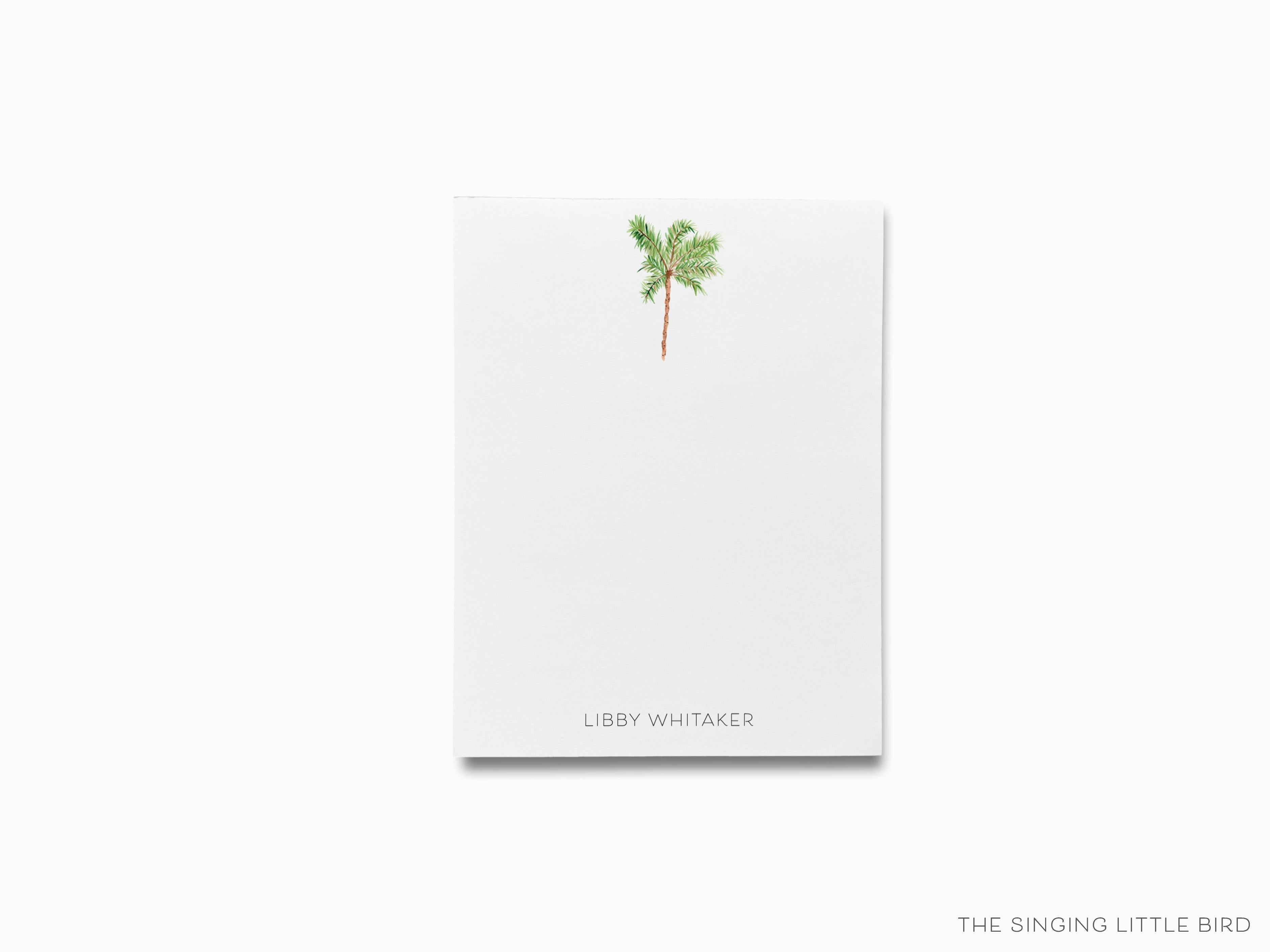Personalized Palm Tree Notepad-These personalized notepads feature our hand-painted watercolor Palm Tree, printed in the USA on a beautiful smooth stock. You choose which size you want (or bundled together for a beautiful gift set) and makes a great gift for the checklist and beach lover in your life.-The Singing Little Bird