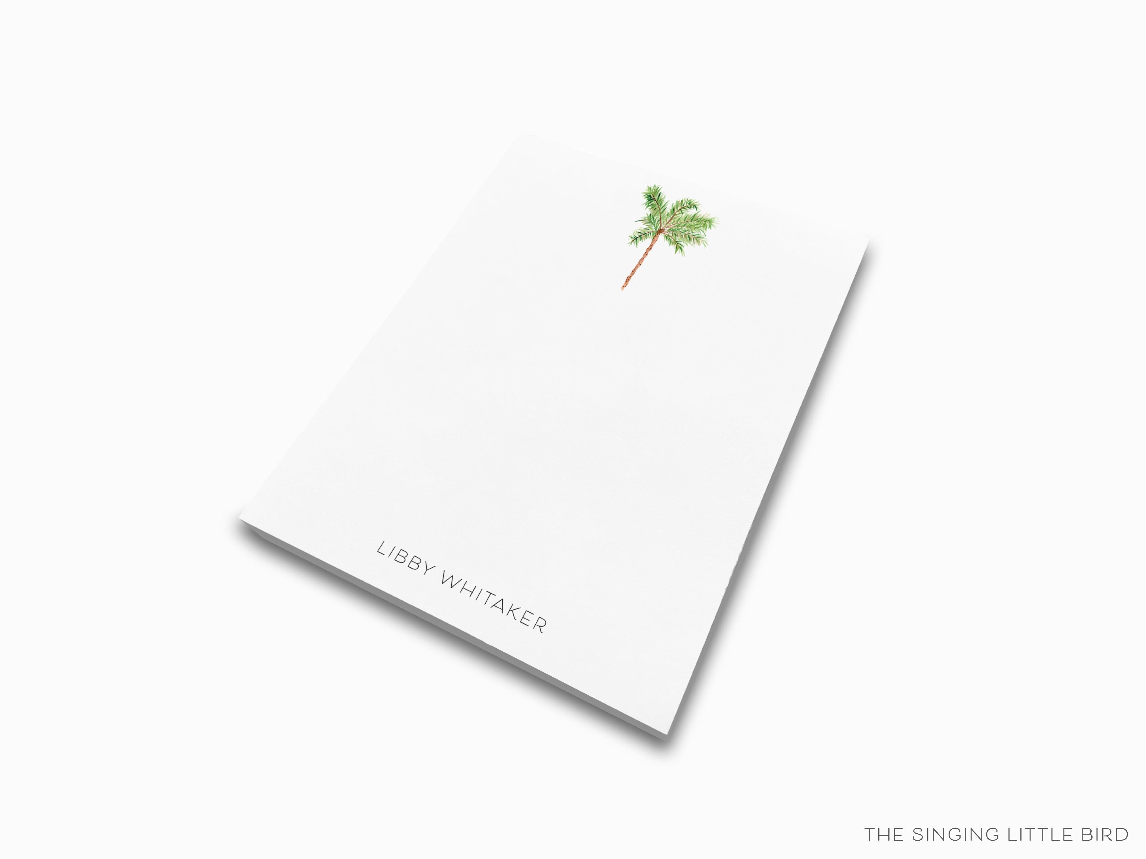 Personalized Palm Tree Notepad-These personalized notepads feature our hand-painted watercolor Palm Tree, printed in the USA on a beautiful smooth stock. You choose which size you want (or bundled together for a beautiful gift set) and makes a great gift for the checklist and beach lover in your life.-The Singing Little Bird