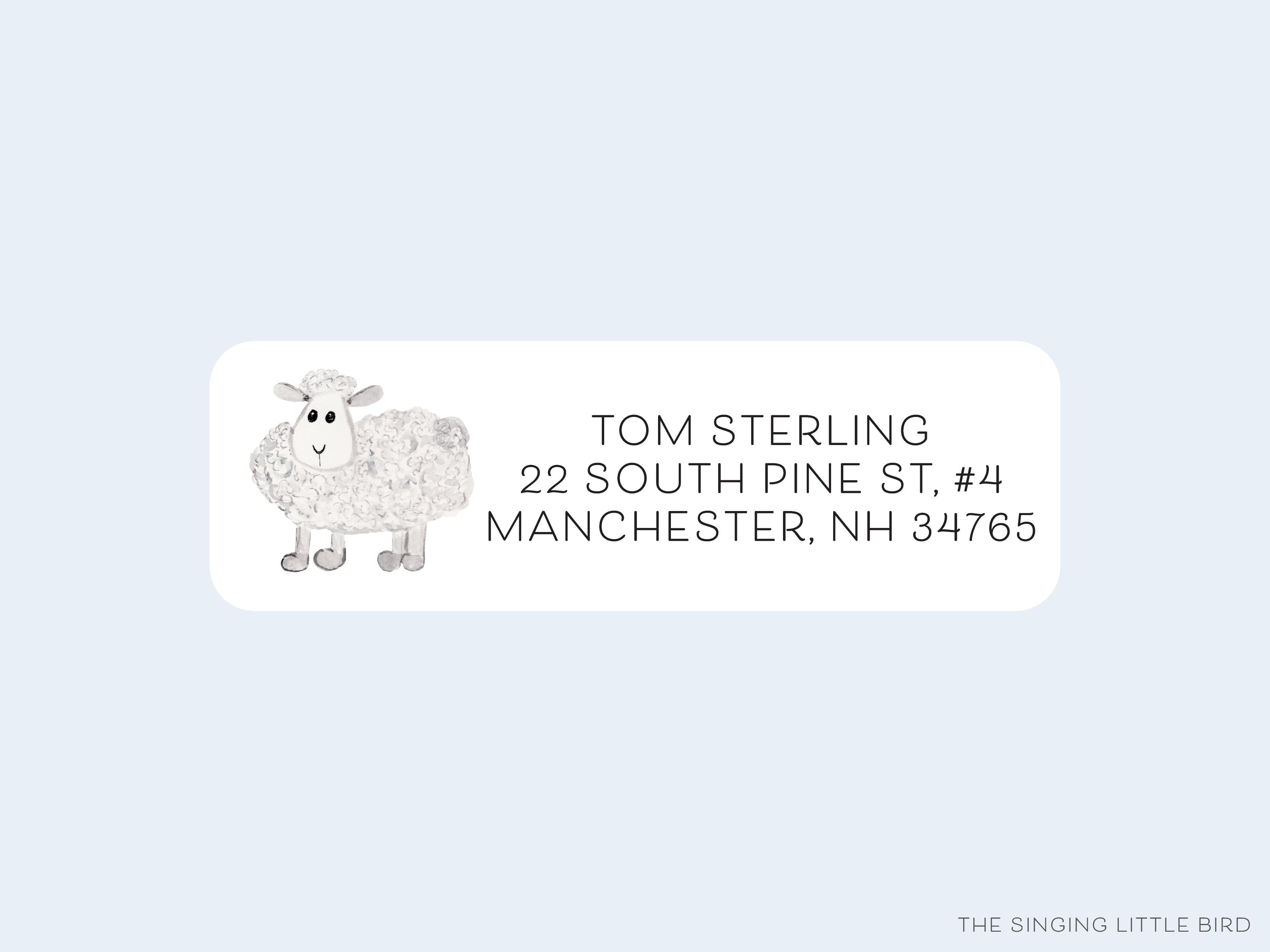 Sheep Return Address Labels- These personalized return address labels are 2.625" x 1" and feature our hand-painted watercolor sheep, printed in the USA on beautiful matte finish labels. These make great gifts for yourself or the farm animal lover. -The Singing Little Bird